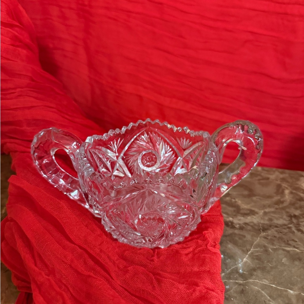 Elegant Crystal Cut Glass Sugar Bowl